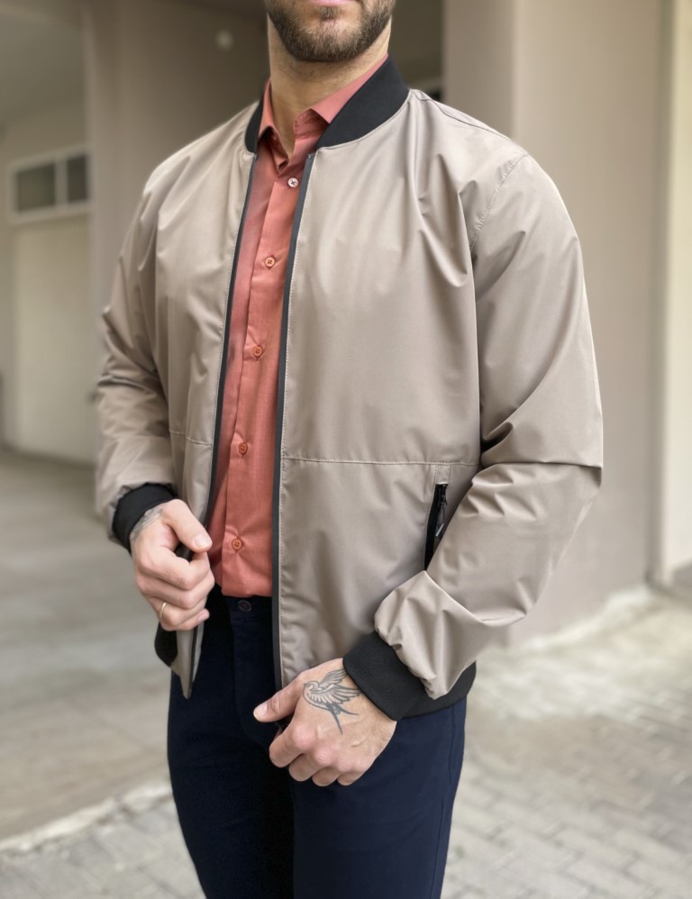 Ανδρικό μπεζ ελαφρύ Bomber Jacket WS2803B φωτογραφία